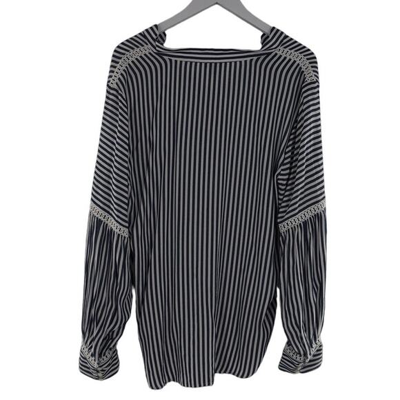 Ann Taylor Oversized Striped Eyelet Blouse - Size L - NWT - Picture 4 of 4